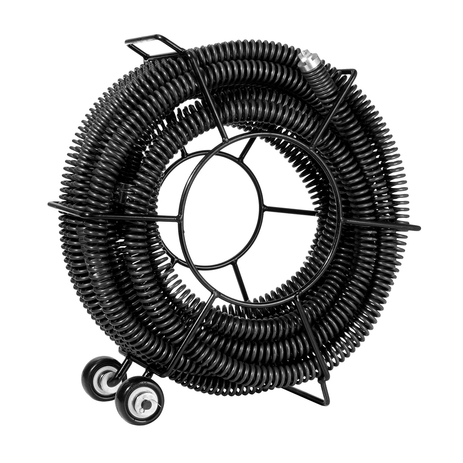 VEVOR Pipe Cleaning Spiral 18 mx 30 mm, professional pipe cleaning cable with 6 cutters for 50 to 200 mm pipes, hollow core sewer spiral for sink, floor drain, toilet