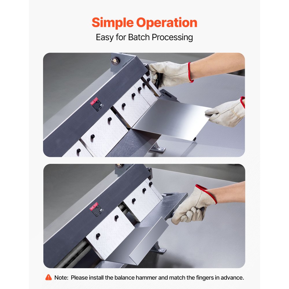 VEVOR Box and Pan Brake, 910 mm Sheet Metal Bending Brake,16-Gauge Mild Steel Capacity, 0-135 Degree Adjustable, Metal Bender Machine with 6 Fingers, Heavy-Duty Aluminum Folder for Precise Bending