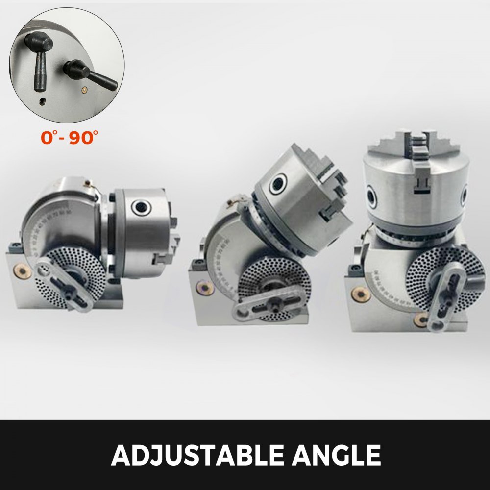 VEVOR dividing head rotary table 100mm BS0 with 3-jaw chuck, swiveling horizontally and vertically for milling machine