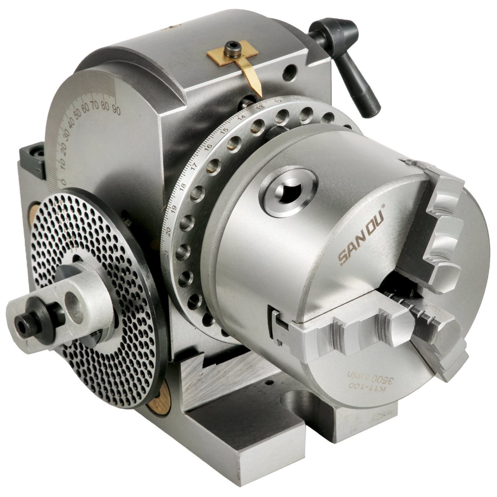 VEVOR dividing head rotary table 100mm BS0 with 3-jaw chuck, swiveling horizontally and vertically for milling machine