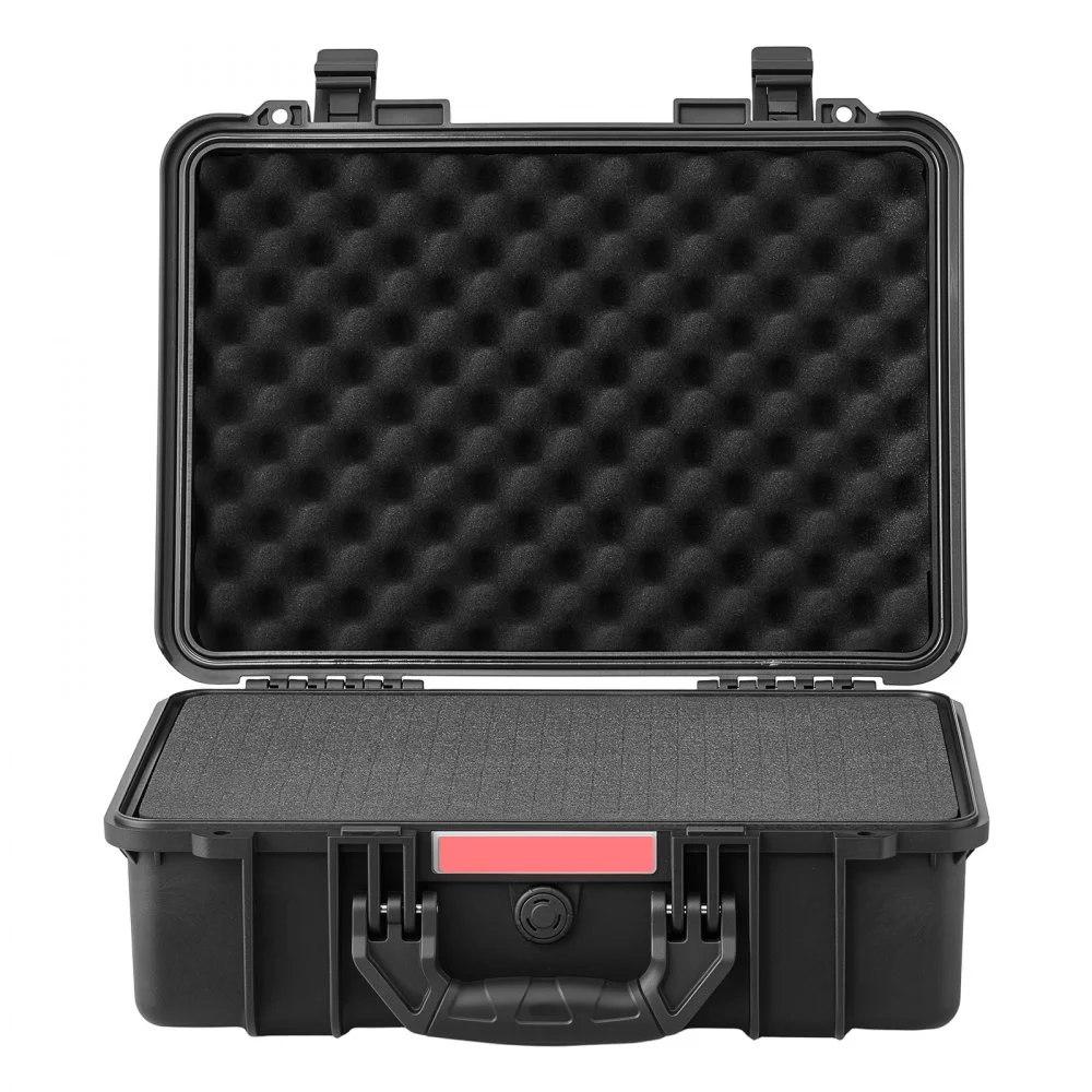 VEVOR Hartschalen-Kamerakoffer Fotokoffer Rasterschaumstoff 470x355x175 mm, für Drohnen Kameras & Zubehör, 29 L, Wasserdichte Transportkoffer mit Weichem Gummigriff, Schutzart IP67, PP-Gehäuse, Schwarz