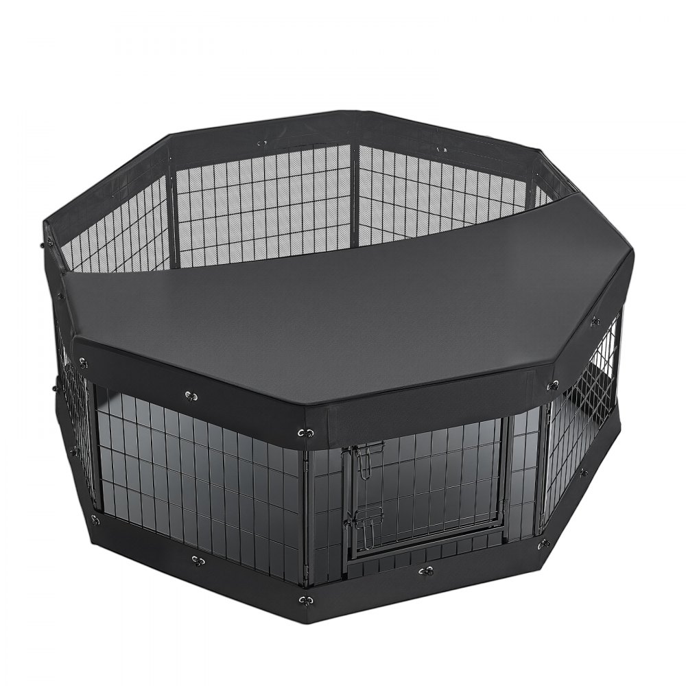 VEVOR Welpenauslauf Metall Welpenlaufstall 61 cm 8-tlg. Deckel & Bodenmatte, Spielplatz für Kleine Hunde Katzen & Andere Kleintiere Faltbar Durch die Verschiedenen Formen Vielfältig Einsetzbar