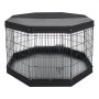 VEVOR Dog Playpen 91 cm 8 Panels Exercise Pen with Top Cover & Bottom Pad, Indoor Foldable Metal Pet Fence with Door, Heavy Duty Puppy Crate Kennel Pen for Dogs, Cats, and Other Small Animals, Black