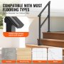 VEVOR Handläufe für Außentreppen, 2-teiliges Handlauf-Set für 2–3 Stufen, Übergangsgeländer aus Karbonstahl mit Montagesatz, Treppengeländer für Senioren, Beton & Veranda & Deck, schwarzes Vierkantrohr