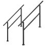 VEVOR 2x Handläufe für Außentreppen Treppengeländer für 3-5 Stufen Schwarz, Treppenhandlauf für Veranda & Terrasse, Kohlenstoffstahl, 0–45° Einstellwinkel, Bodenmontage, Quadratrohr, mit Querstreben