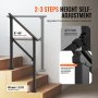 VEVOR Handläufe für Außentreppen, 2–3-stufiges Treppenhandlauf-Set, Übergangsgeländer aus Karbonstahl mit Montagesatz, Treppengeländer für Senioren, Betonstufen & Veranda & Deck, schwarzes Vierkantrohr