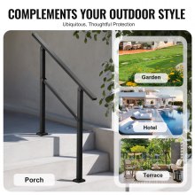 VEVOR Geländer 103cm Handlauf für 2–3-stufige Treppen schwarzes Vierkantrohr