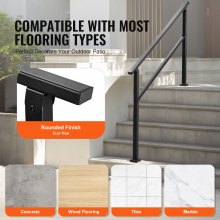 VEVOR Handlauf Geländer für 4–5-stufige Treppen schwarzes Vierkantrohr 138cm