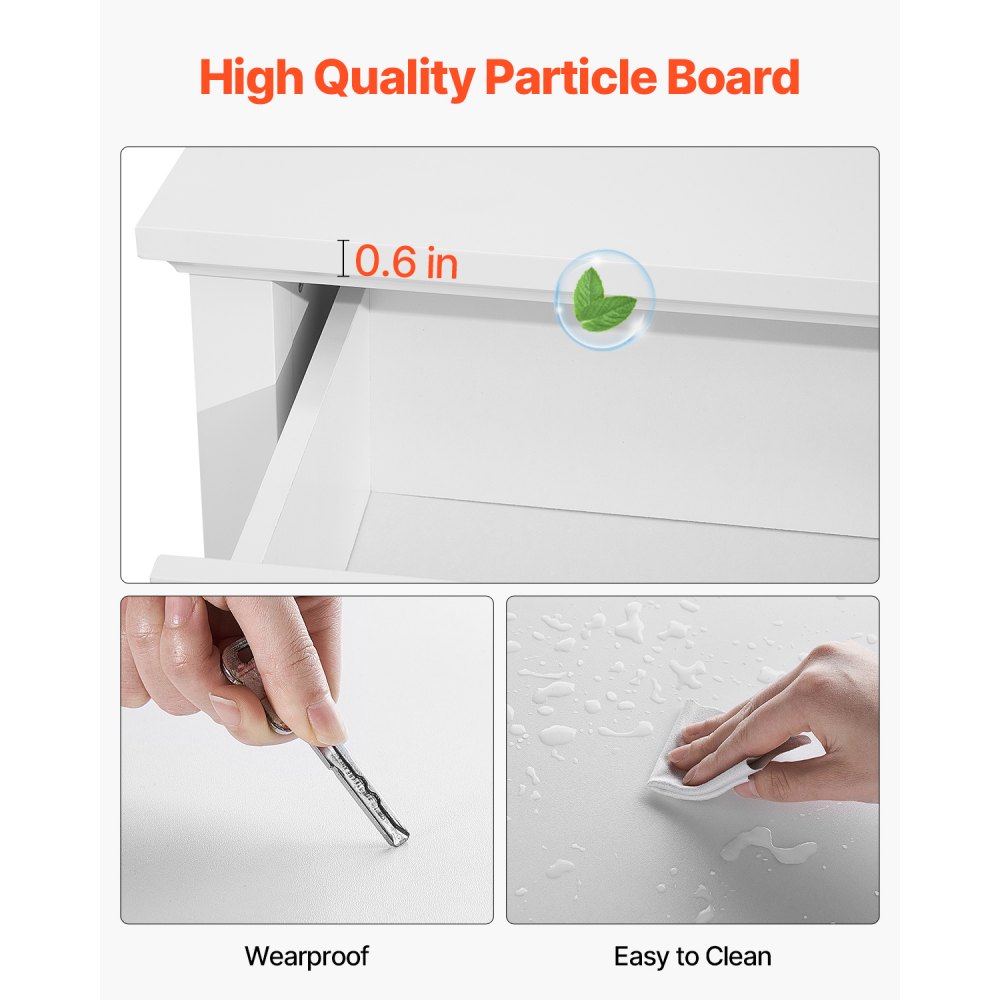 VEVOR Kommode mit 6 Schubladen, Holzkommode mit Schiebe- und Kippschutz, minimalistischer Retro-Schubladenschrank TV-Ständer, Organizer für Wohnzimmer Schlafzimmer Eingangsbereich (weiß)