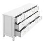 VEVOR Kommode mit 9 Schubladen, Holzkommode mit Schiebe- und Kippschutz, minimalistischer Retro-Schubladenschrank TV-Ständer, Organizer für Wohnzimmer Schlafzimmer Eingangsbereich (weiß)