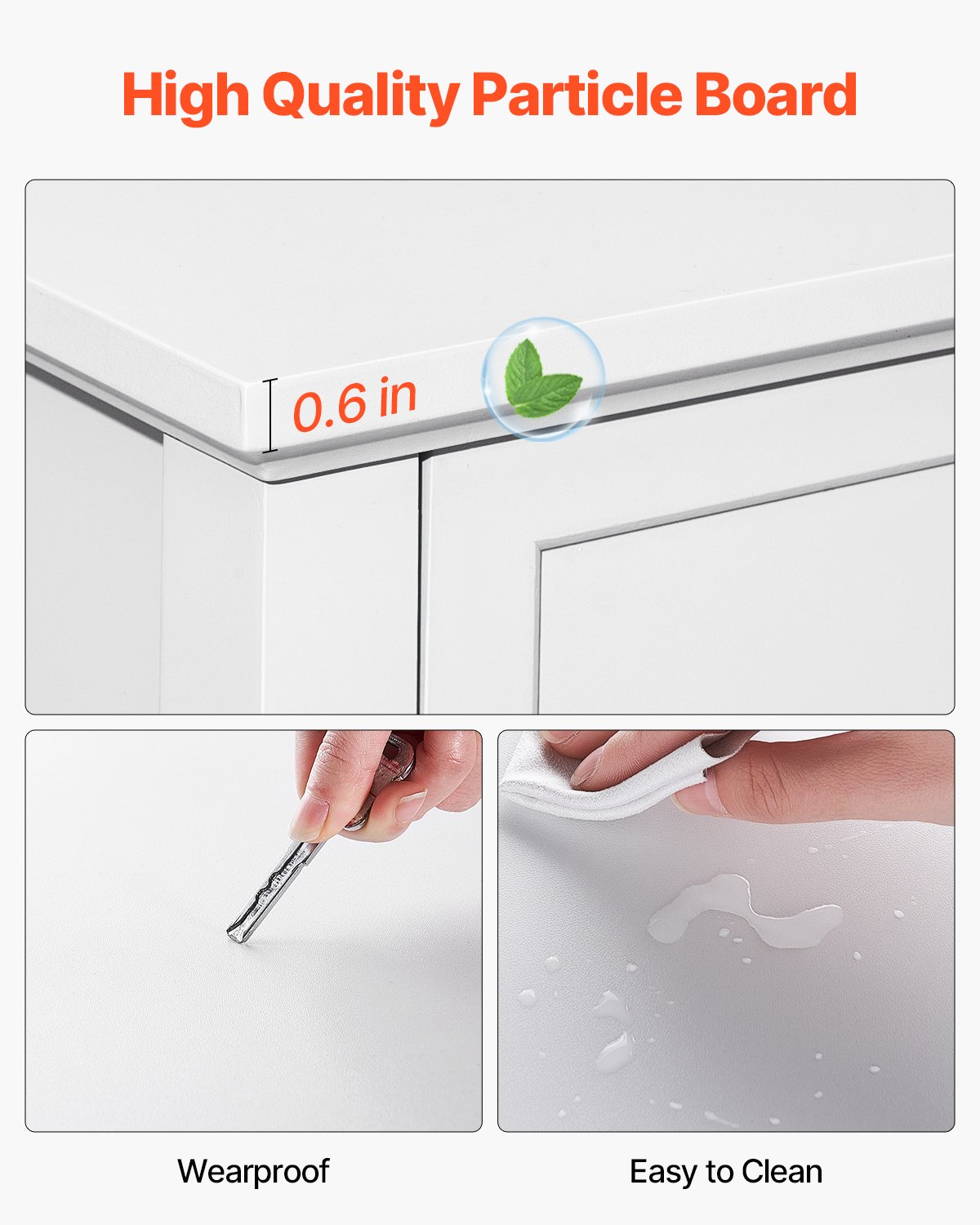 VEVOR Kommode mit 9 Schubladen, Holzkommode mit Schiebe- und Kippschutz, minimalistischer Retro-Schubladenschrank TV-Ständer, Organizer für Wohnzimmer Schlafzimmer Eingangsbereich (weiß)