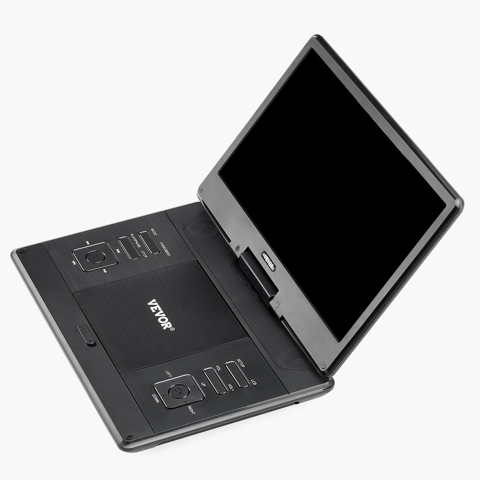 VEVOR tragbarer DVD-Player mit drehbarem HD-Bildschirm (358 mm), eingebauter Akku mit 4,5-5 h Laufzeit, 2 Lautsprecher, unterstützt Synchronisierung von TV/USB/SD-Karte/CD/DVD, Autoladegerät schwarz