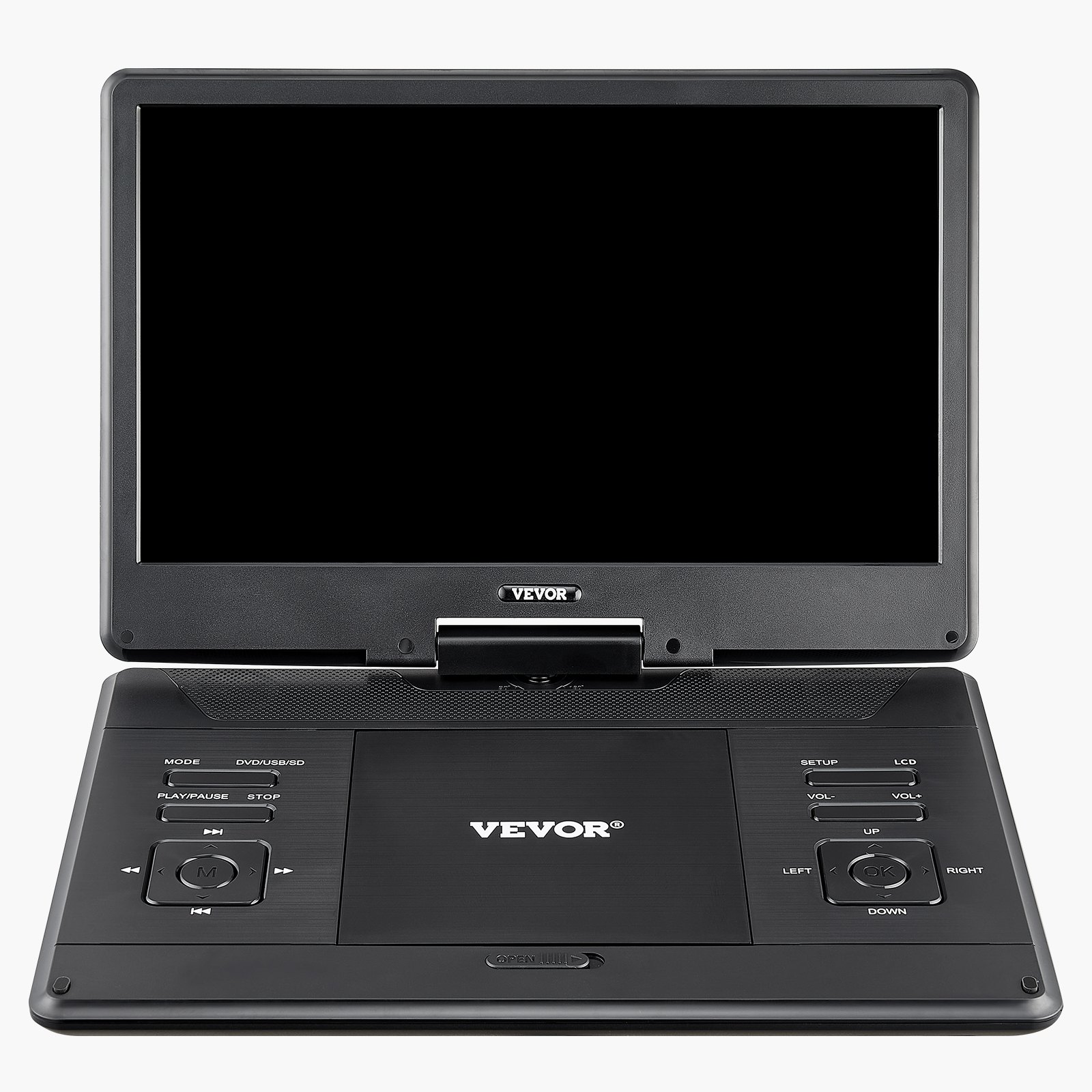 VEVOR tragbarer DVD-Player mit drehbarem HD-Bildschirm (358 mm), eingebauter Akku mit 4,5-5 h Laufzeit, 2 Lautsprecher, unterstützt Synchronisierung von TV/USB/SD-Karte/CD/DVD, Autoladegerät schwarz