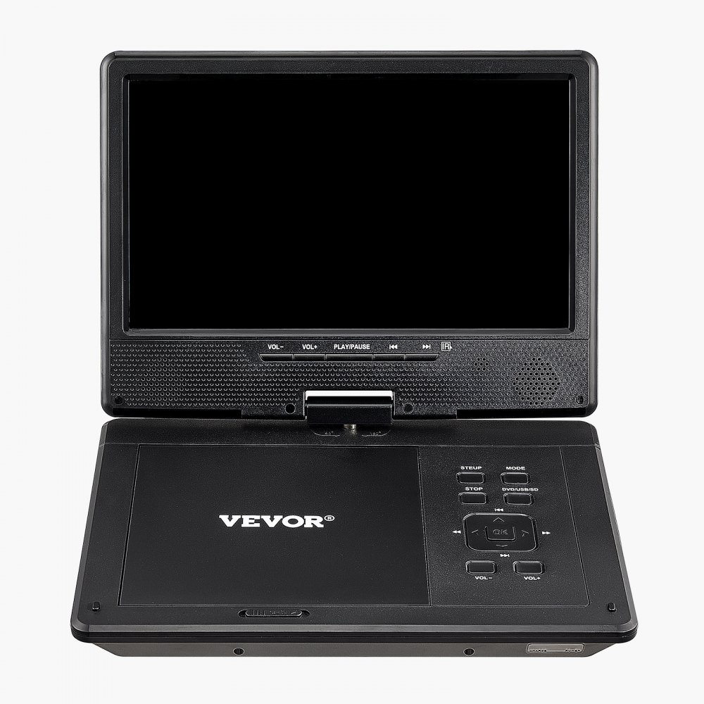 VEVOR tragbarer DVD-Player mit drehbarem HD-Bildschirm (228 mm), eingebauter Akku mit 4 Std. Laufzeit, 2 Lautsprecher, unterstützt Synchronisierung von TV/USB/SD-Karte/CD/DVD, Autoladegerät schwarz