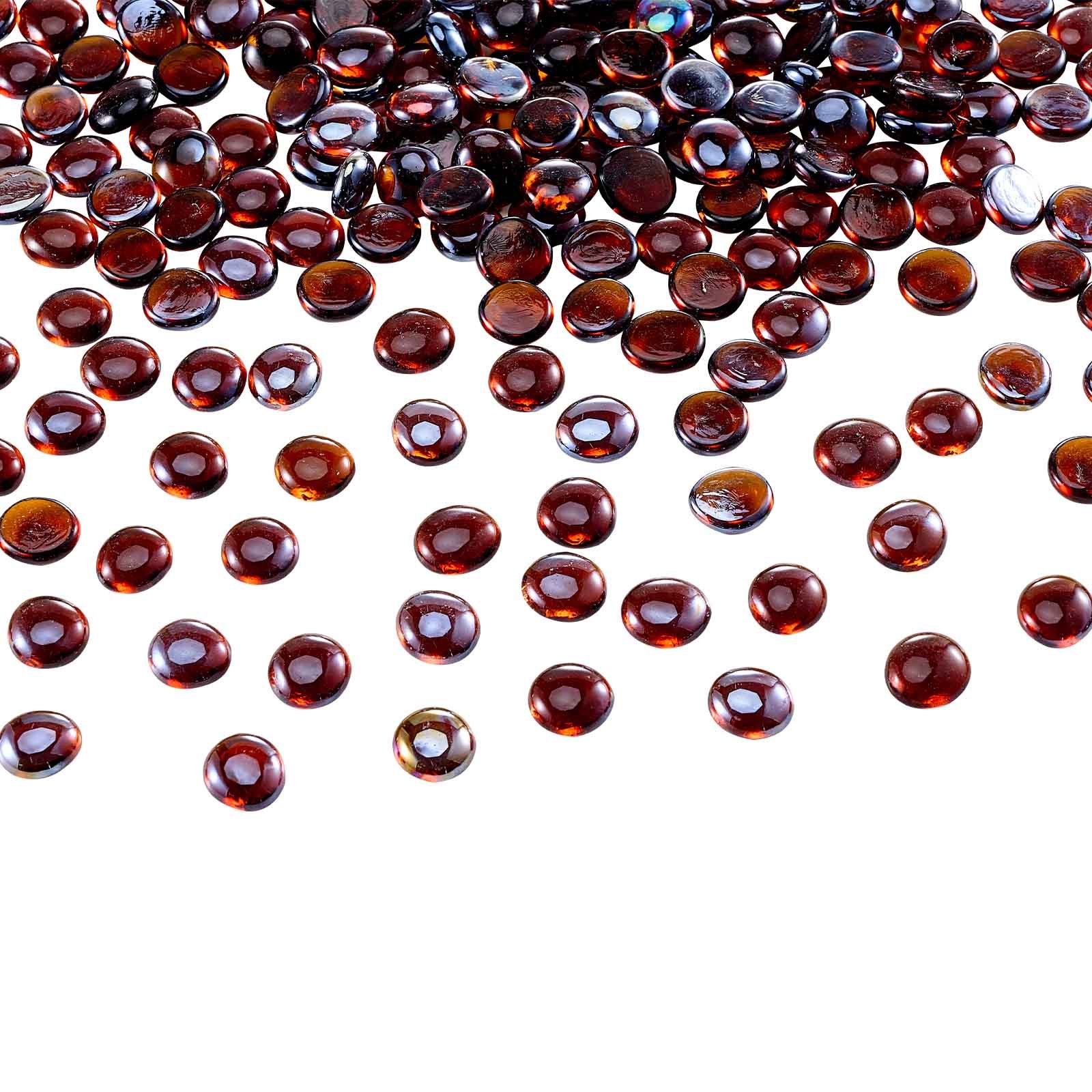 VEVOR Feuerglas, 4,5 kg hochtemperaturbeständige Glassteine, 19 mm Feuerstellen-Glasperlen, Feuerstelle Glasfelsen, rauchfreies Kaminglas, Feuerkristall, Feuerperlen, für Kamin Bernsteinfarbe