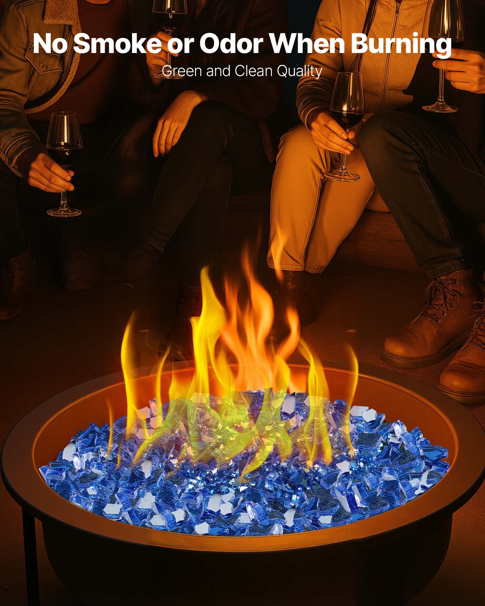 VEVOR Feuerglas, 4,5 kg hochtemperaturbeständige Glassteine, 6,35 mm reflektierende Feuerstellen-Glasperlen, Feuerstelle Glasfelsen, Kaminglas, Feuerkristall, Feuerperlen, für Kamin Kobaltblau