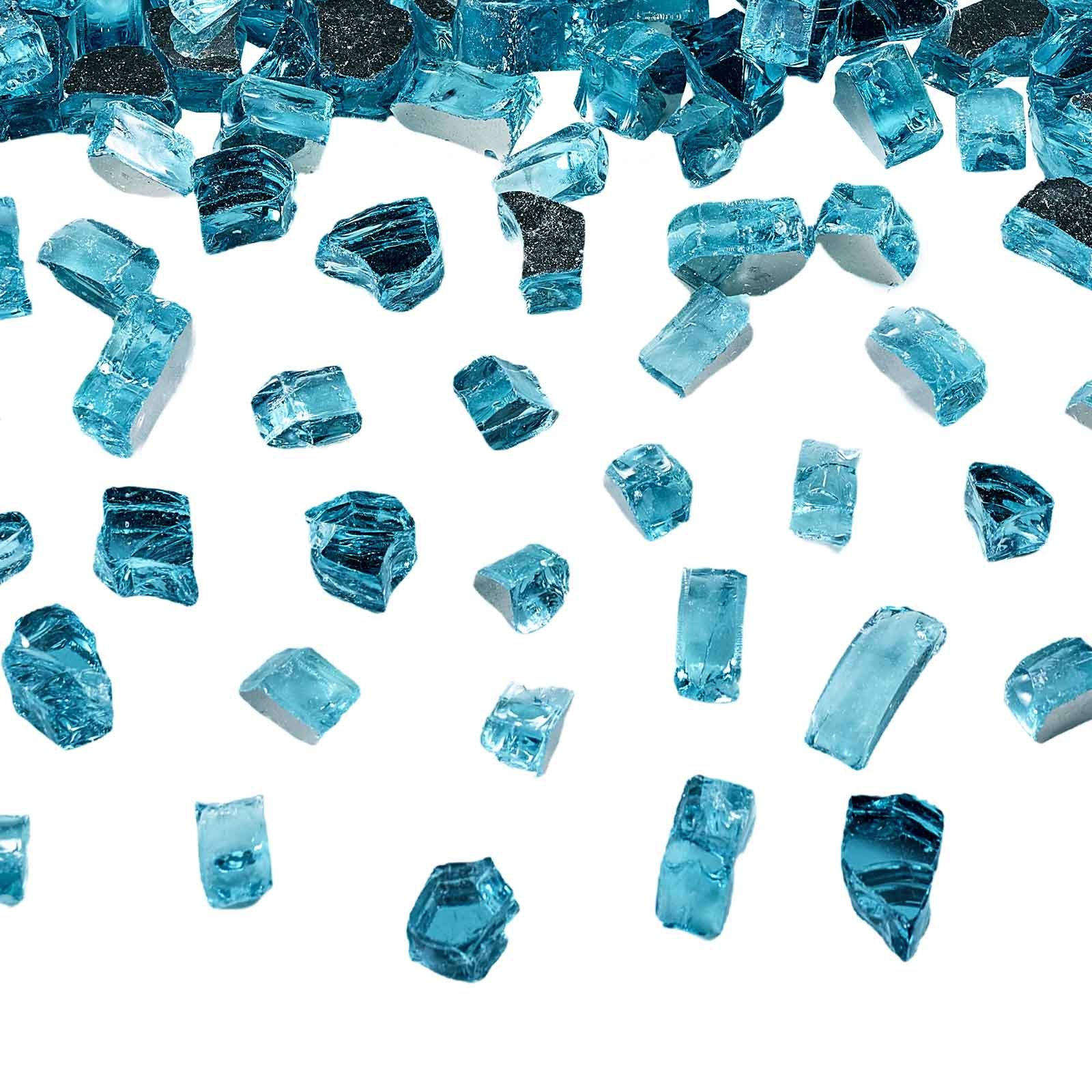 VEVOR Feuerglas, 4,5 kg hochtemperaturbeständige Glassteine, 12,7 mm reflektierende Feuerstellen-Glasperlen, Feuerstelle Glasfelsen, Kaminglas, Feuerkristall, Feuerperlen, für Kamin, Aquablau