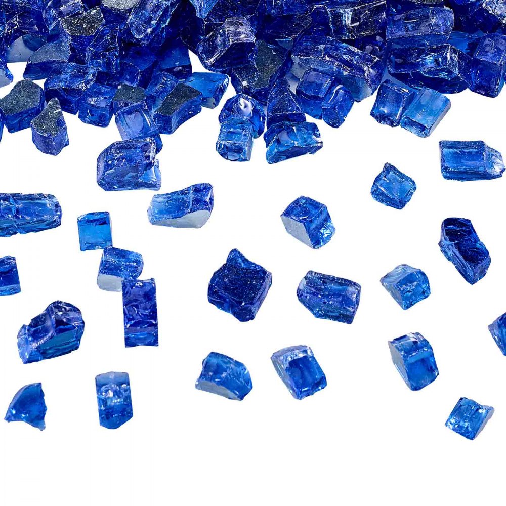 VEVOR Feuerglas, 4,5 kg hochtemperaturbeständige Glassteine, 12,7 mm reflektierende Feuerstellen-Glasperlen, Feuerstelle Glasfelsen, Kaminglas, Feuerkristall, Feuerperlen, für Kamin Kobaltblau