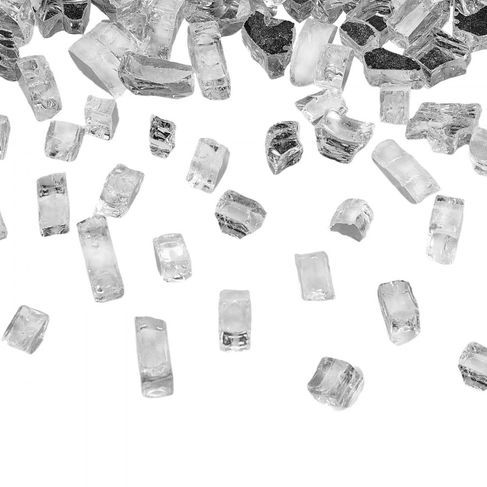 VEVOR Feuerglas, 9 kg hochtemperaturbeständige Glassteine, 12,7 mm reflektierende Feuerstellen-Glasperlen, Feuerstelle Glasfelsen, Kaminglas, Feuerkristall, Feuerperlen, für Gaskamine, Transparent