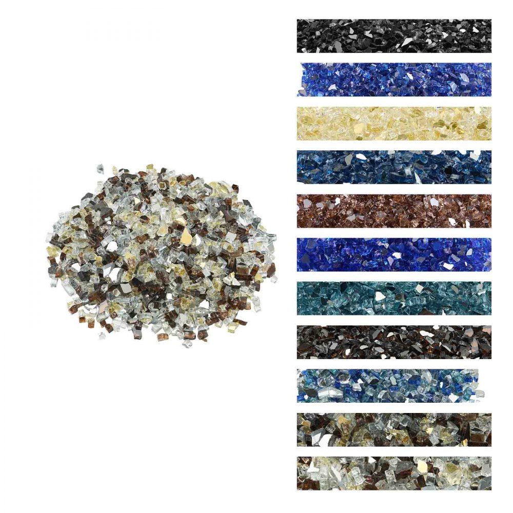 VEVOR Feuerglas, 4,5 kg, Glassteine, 12,7 mm reflektierende Feuerstellen-Glasperlen, Feuerstelle Glasfelsen, Kaminglas, Feuerkristall, Feuerperlen, für Gaskamin, Golden, Transparent, Kupferfarbe