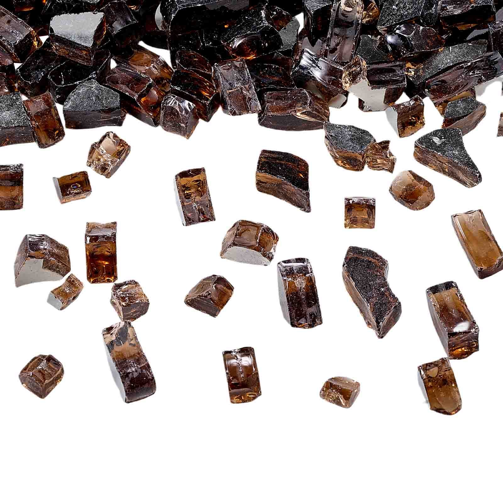 VEVOR Feuerglas, 4,5 kg, Glassteine, 12,7 mm reflektierende Feuerstellen-Glasperlen, Feuerstelle Glasfelsen, Kaminglas, Feuerkristall, Feuerperlen, Dekosteine für Gaskamine, Kupferfarbe