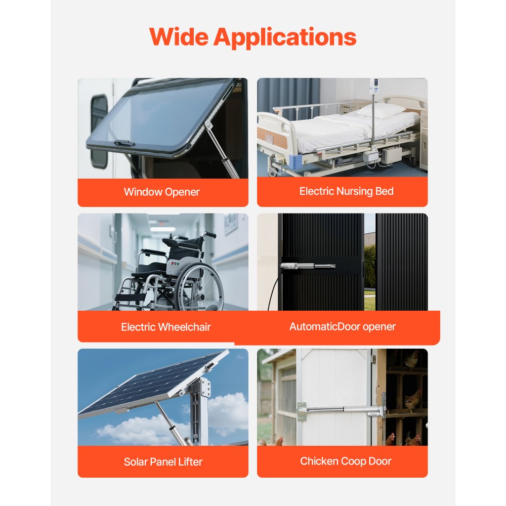 VEVOR 12-V-Linearantrieb, 101,6 mm IP65 wasserdichter Linearmotor, 3000 N Linear Actuator, 5 mm/s Lineartechnik-Aktuatoren mit Montagehalterungen für Solartracker, Industriemaschinen, Türöffner