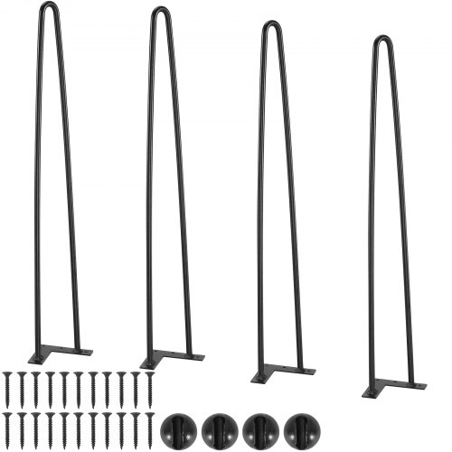 VEVOR 4er-Set Tischbeine Haarnadelbein 710mm hoch 110x110mm Montageplatte Kohlenstoffstahl Pulverbeschichtet Hairpinlegs 227kg Tragfähigkeit Ideal für Küchentische Wohnzimmerkonsolen Studio-Tische
