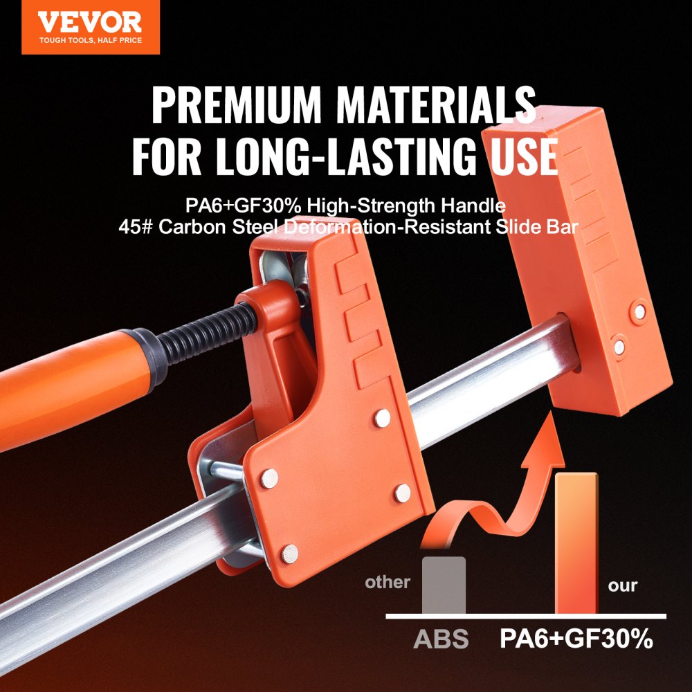 VEVOR rod clamps for woodworking, 2-pack parallel clamp set 127 cm, F-clamp with 500 kg load limit, even pressure, high-strength plastic and carbon steel, wood clamps