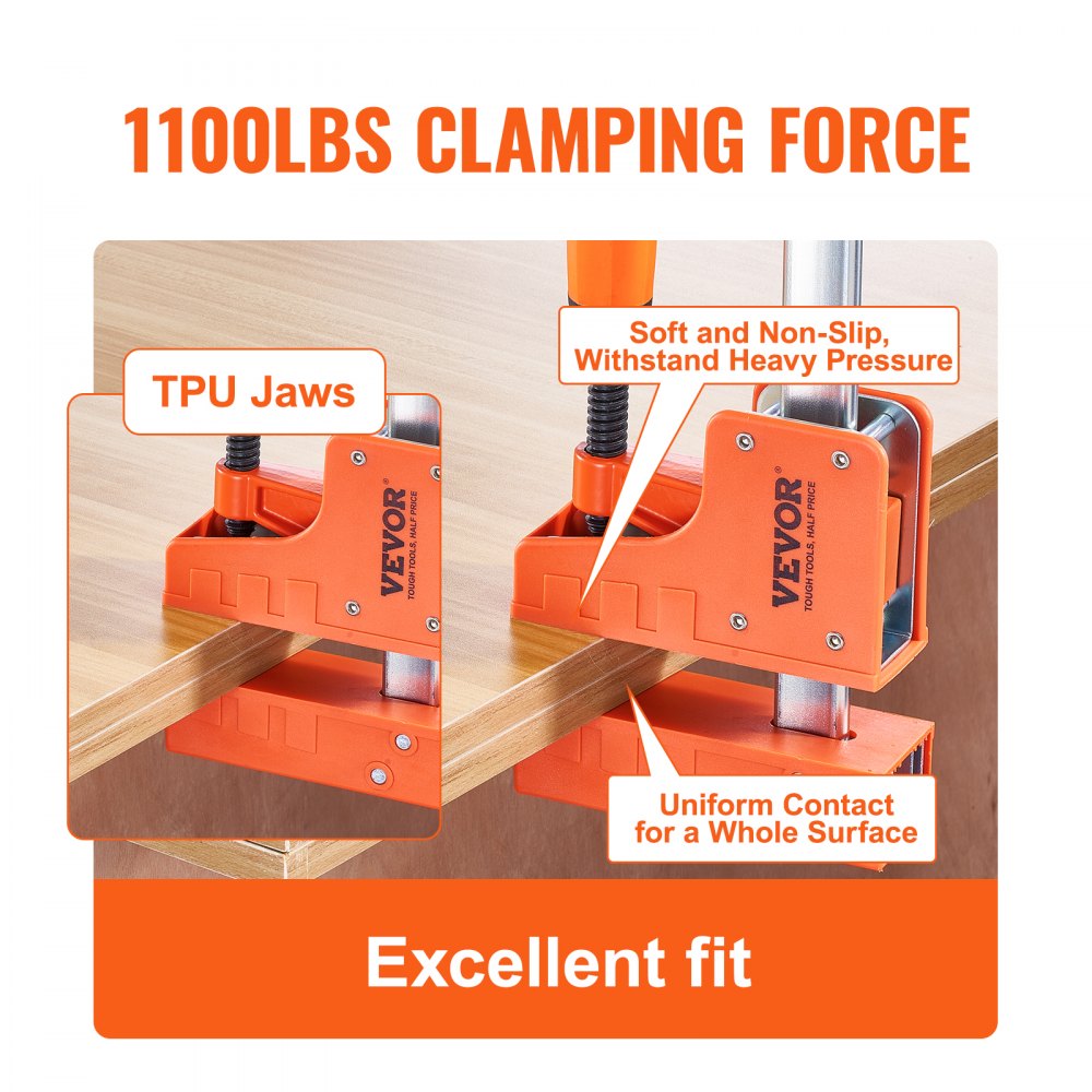 VEVOR rod clamps for woodworking, 2-pack parallel clamp set 127 cm, F-clamp with 500 kg load limit, even pressure, high-strength plastic and carbon steel, wood clamps