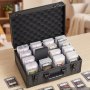 VEVOR Kartenaufbewahrungsbox für 120 PSA-Slab-Karten, Schwarze Sammelkartenbox für 95 SGC, 85 BGS, 435 Toploader oder über 999 Lose Karten, mit 4 Reihen, Tragegriff, 12 Trennfächern & Schlüsseln