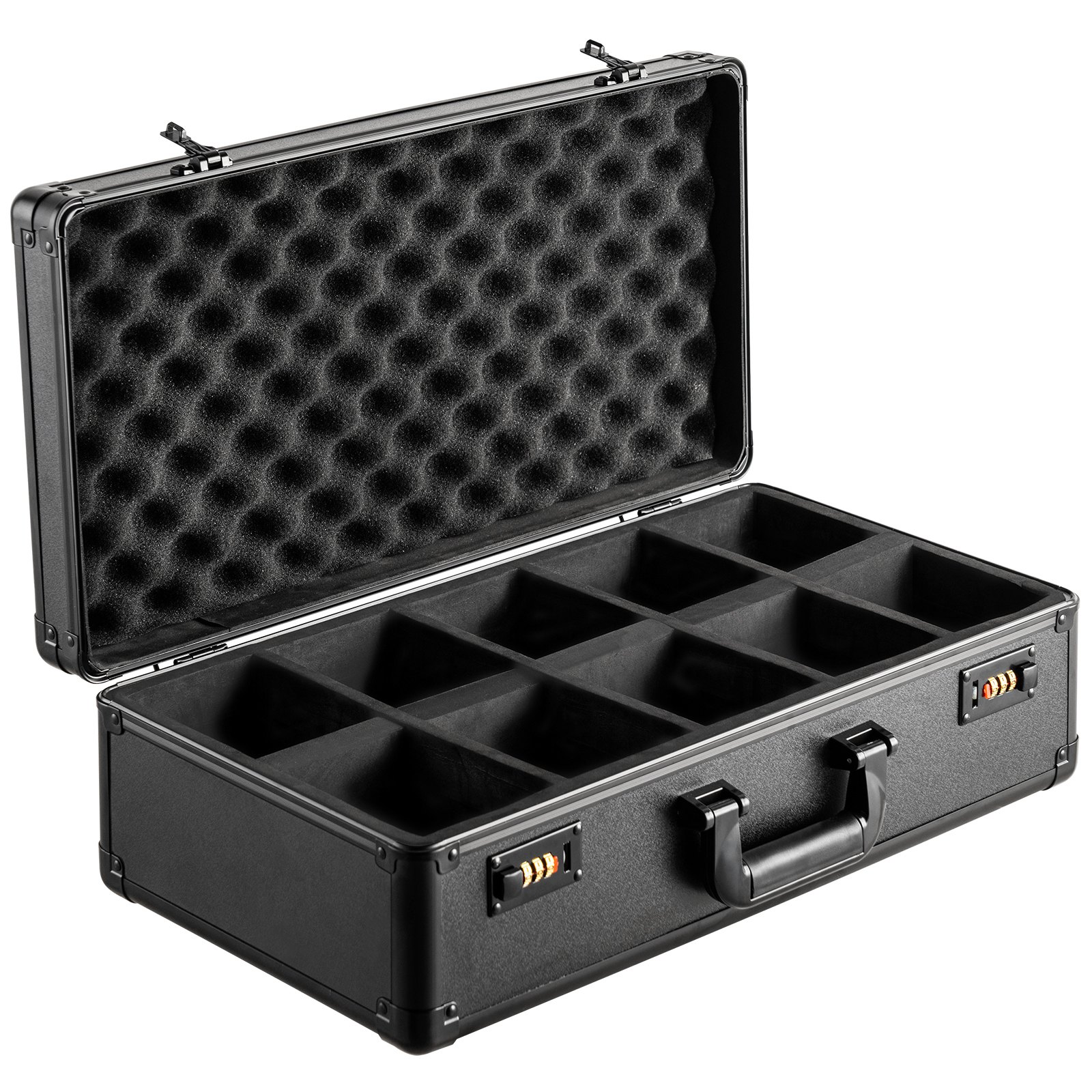 VEVOR Storage Box, 5 Compartments, Trading Card Carrier with Foam Dividers, Combination Lock, 162 Rated PSA Cards, 115 BGS Cards, 130 SGC Cards, 585 Top Loader, 999+ Loose Cards