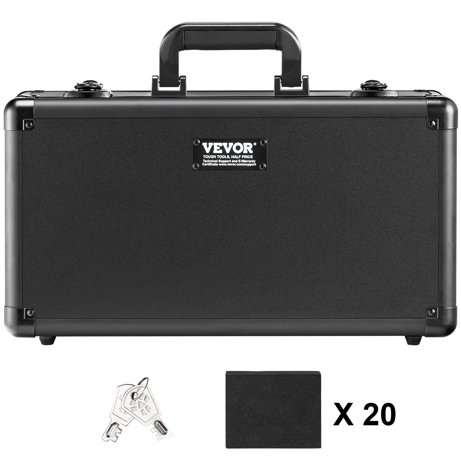 VEVOR Storage Box, 4 Compartments, Sports Card Carrier with Foam Dividers and Key Lock, for 96 PSA Cards, 68 BGS Cards, 76 SGC Cards, 348 Top Loader Cards or 999+ Loose Cards