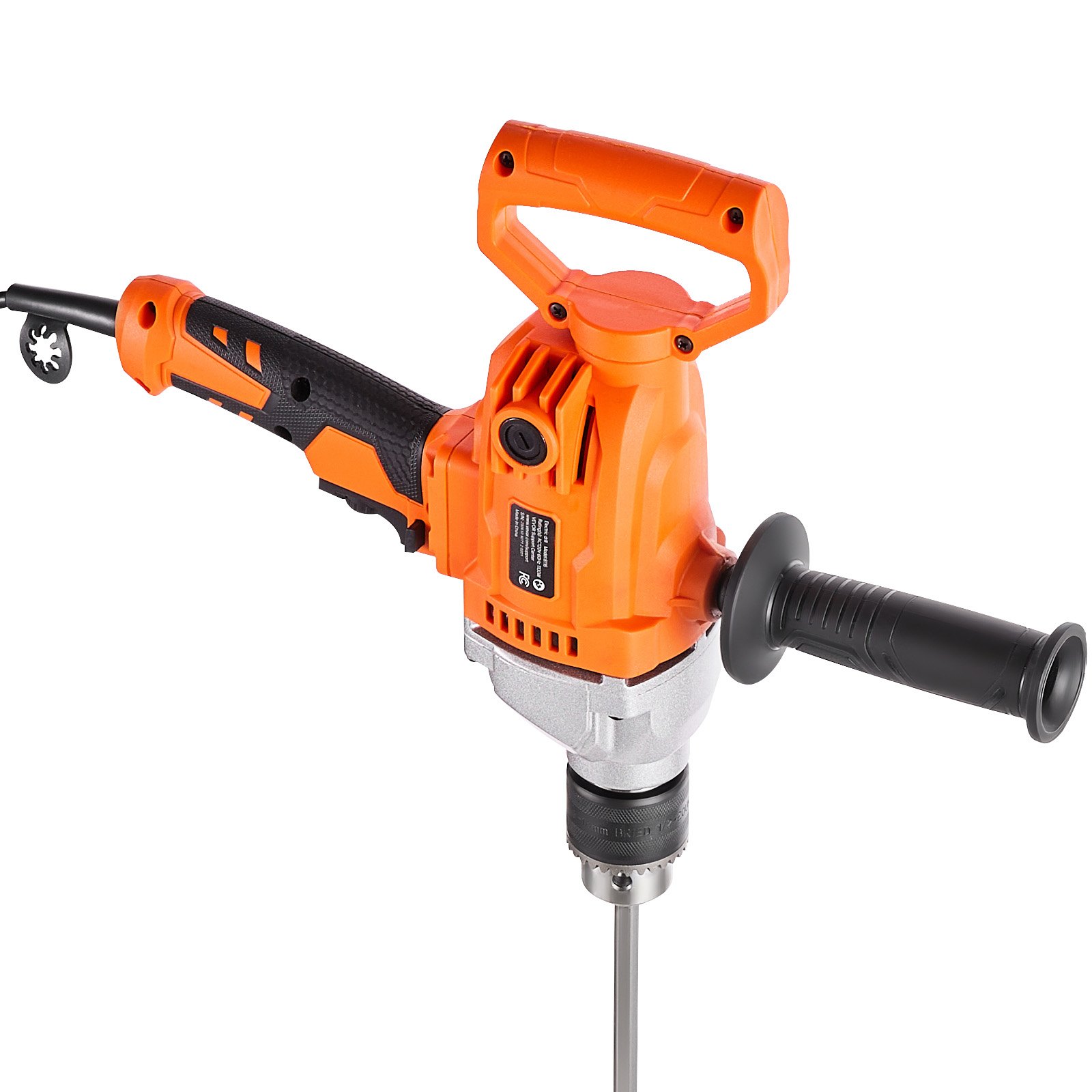 VEVOR elektrische Bohrmaschine 15,89 mm mit Mixer Bohrmaschinenmischer 850 U/min 3,2 A Mischbohrmaschine mit D-Griff zum Bohren & Mischen multifunktionale Bohrgerät mit Mischer für Futter Zement