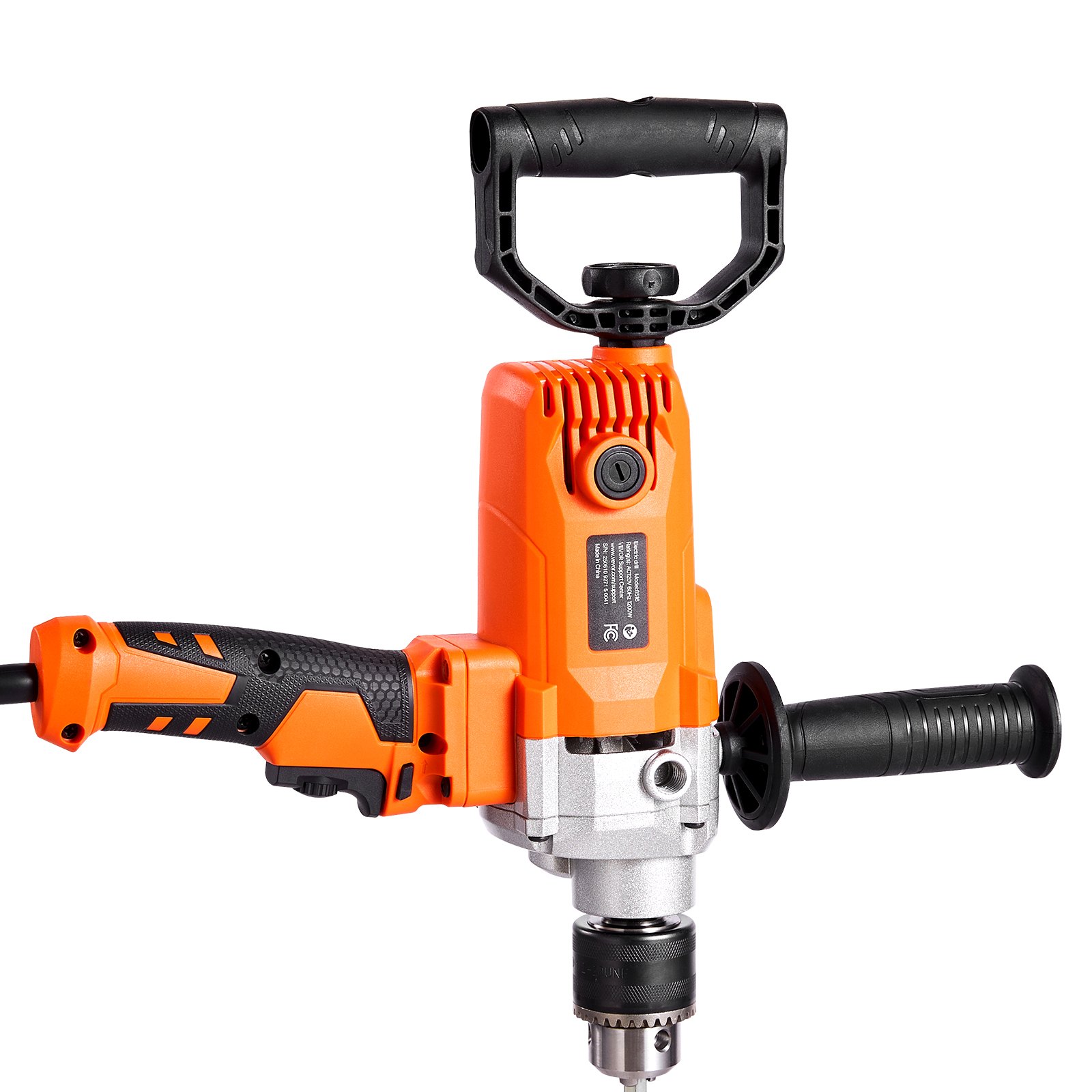 VEVOR elektrische Bohrmaschine 15,89 mm 1200 W mit Mixer Bohrmaschinenmischer Set 750 U/min 3,2 A Mischbohrmaschine mit D-Griff zum Bohren & Mischen Handbetonmischer für Futter Zement