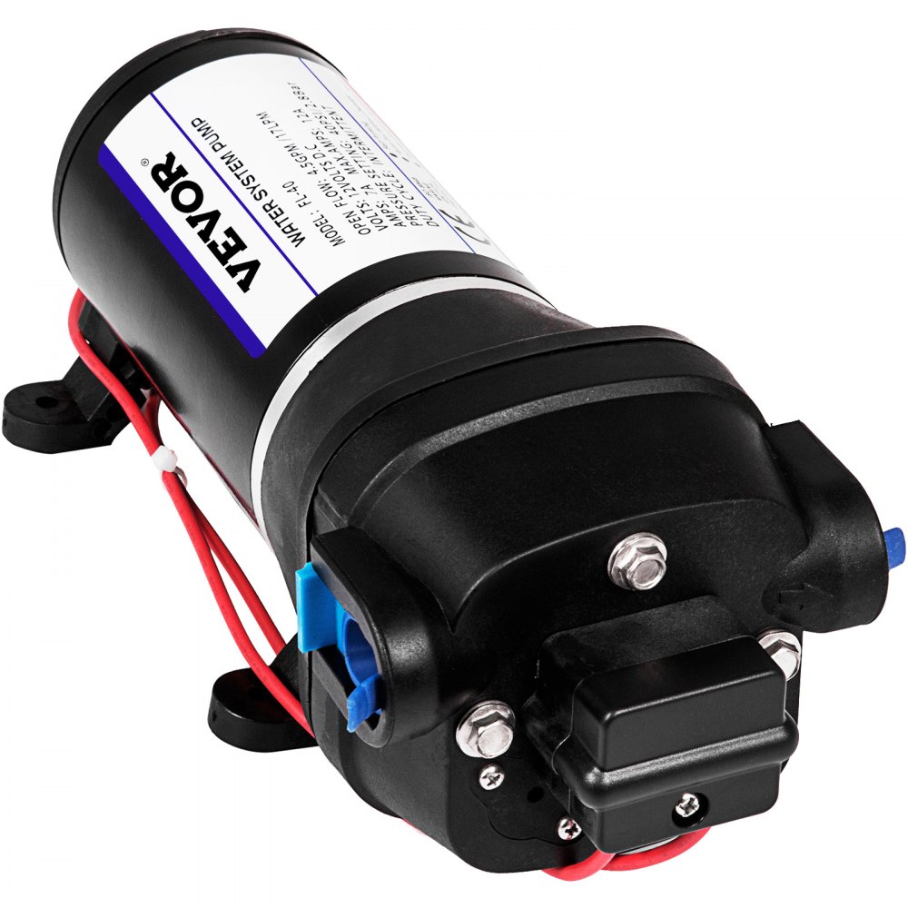 VEVOR Wasserpumpe Hochdruckmembran 12 V, Hochdruck Wasserpumpe 17 L / min, Selbstansaugende Membranpumpe 2m, 3-Kammer-Membran, Membranpumpe mit Wärmeschutz, für Kfz-Schifffahrt, Wohnmobile