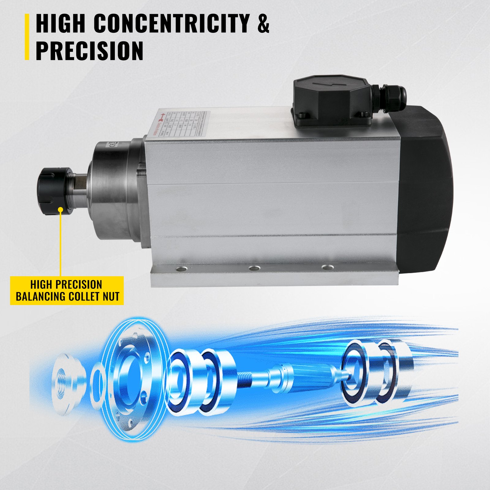 Vevor 4.5kw Luftgekühlter Motor 18000 U/min Cnc Spannzangenfutter Spindelmotor