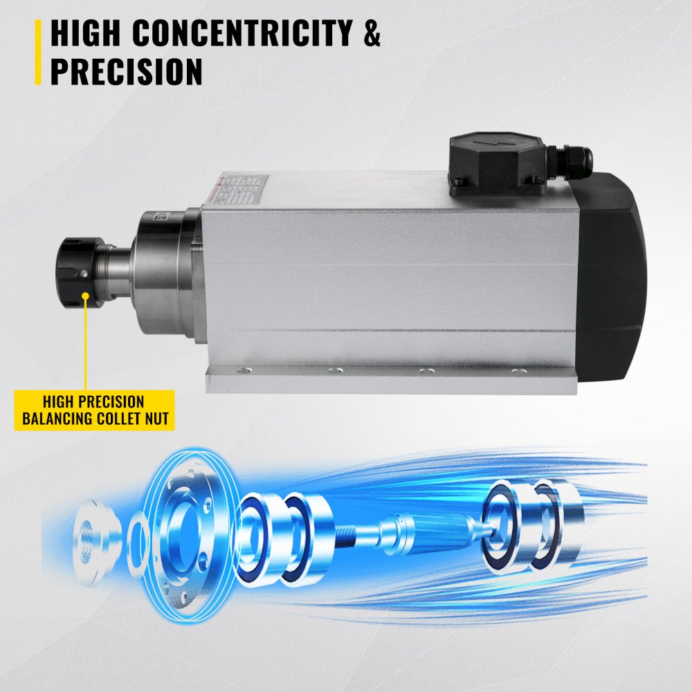 Vevor Luftgekühlter Motor Spindelmotor 18000 U/min 6 Kw Für Spannzangenfutter