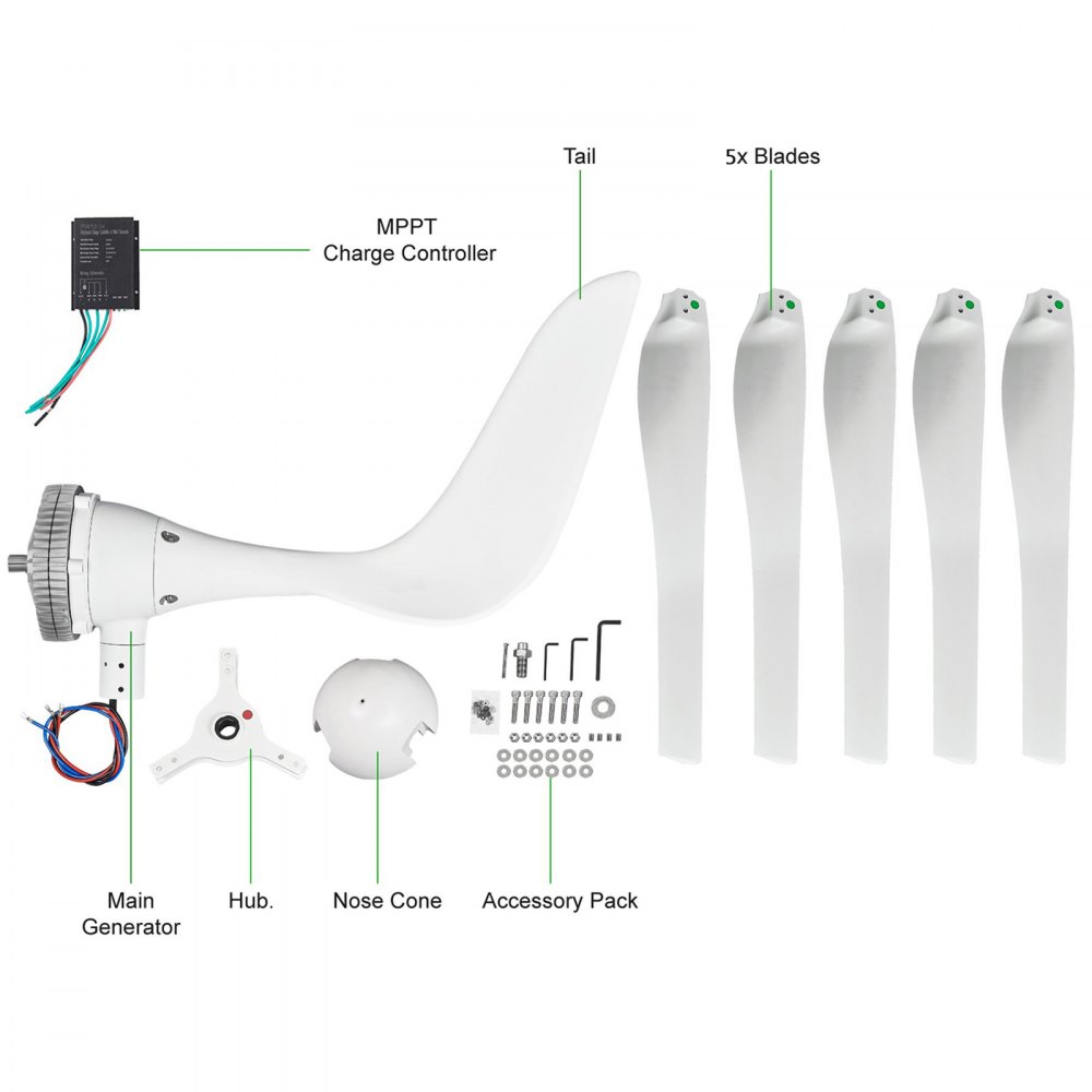 24v 500w 5 Blätter Wind Turbine Effective Haus Laderegler Windkraftanlage