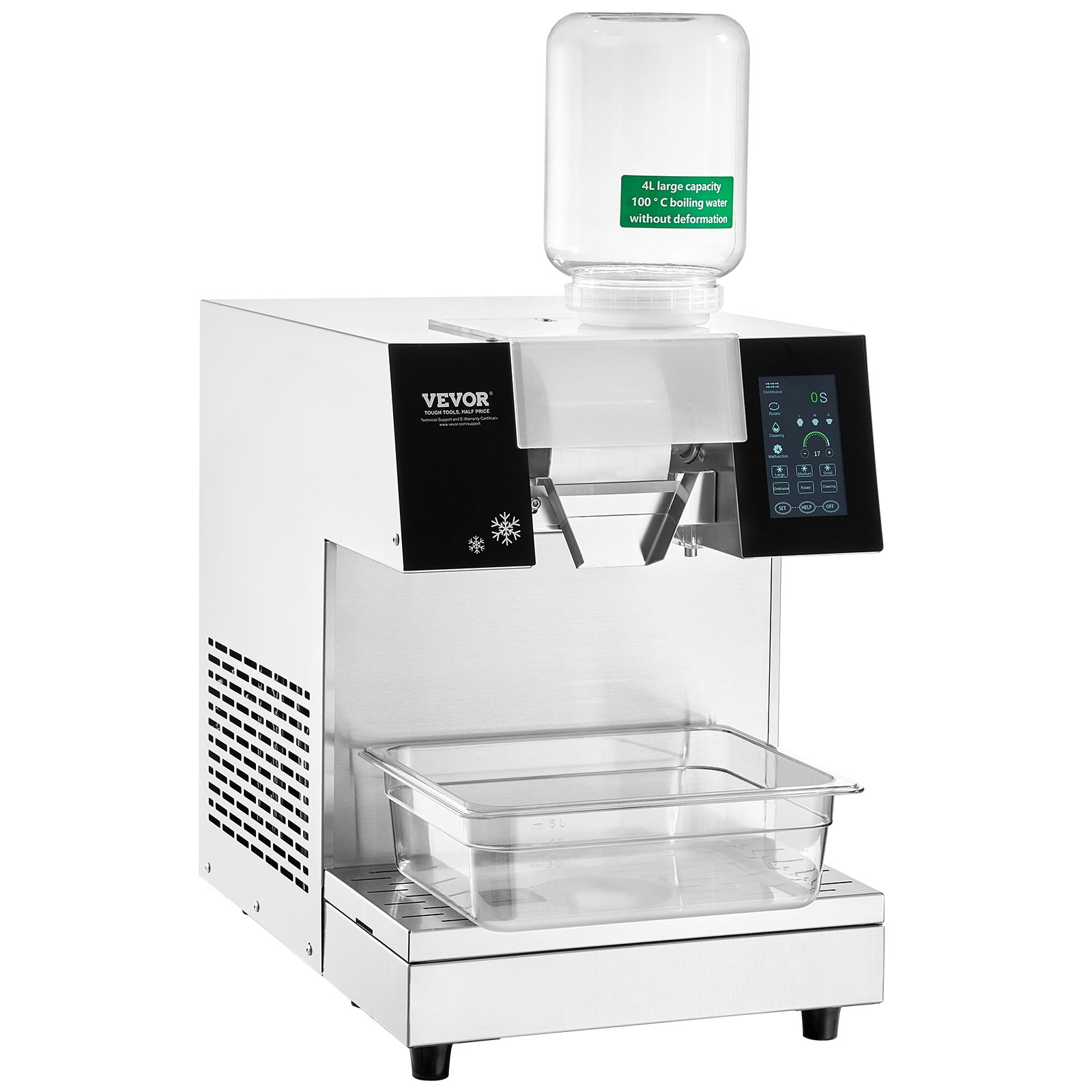 VEVOR Kommerzielle Schneeflocken-Eismaschine Schneeeisbereiter, 230 kg / 24 h Schneeflocken-Eismaschine, Edelstahl-Eisrasierer, elektrischer Schneekegel-Maker mit Luftkühlsystem & Touch-LCD