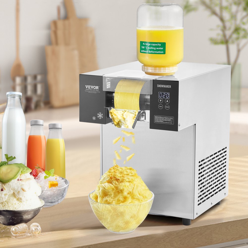 VEVOR Commercial Snowflake Ice Machine, 180kg/Day Snowflake Ice Maker, Stainless Steel Ice Shaver, Electric Snow Cone Maker, Air Cooling System with Touch Screen