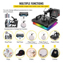 VEVOR Transferpresse 6 in 1 Heißpresse Maschine 38 x 30 cm T-Shirt Presse Maschine Hitzepresse Maschine DIY Heißpresse mit Digitaler LED-Temperatur-