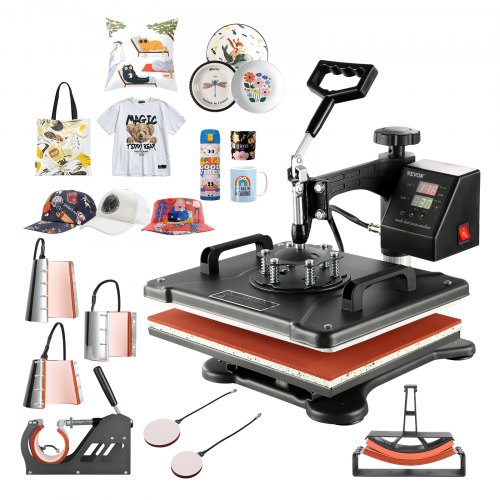 VEVOR Transferpresse 8 in 1 Heißpresse Maschine 38 x 30 cm T-Shirt Presse Maschine Hitzepresse Maschine DIY Heißpresse mit Digitaler LED-Temperatur-
