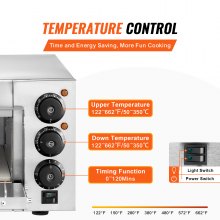 VEVOR Kommerzieller Pizzaofen Backofen 356mm Edelstahl Elektrisch 3 Drehknöpfe