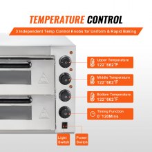 VEVOR Kommerzieller Pizzaofen Backofen 356mm Edelstahl Elektrisch 4 Drehknöpfe