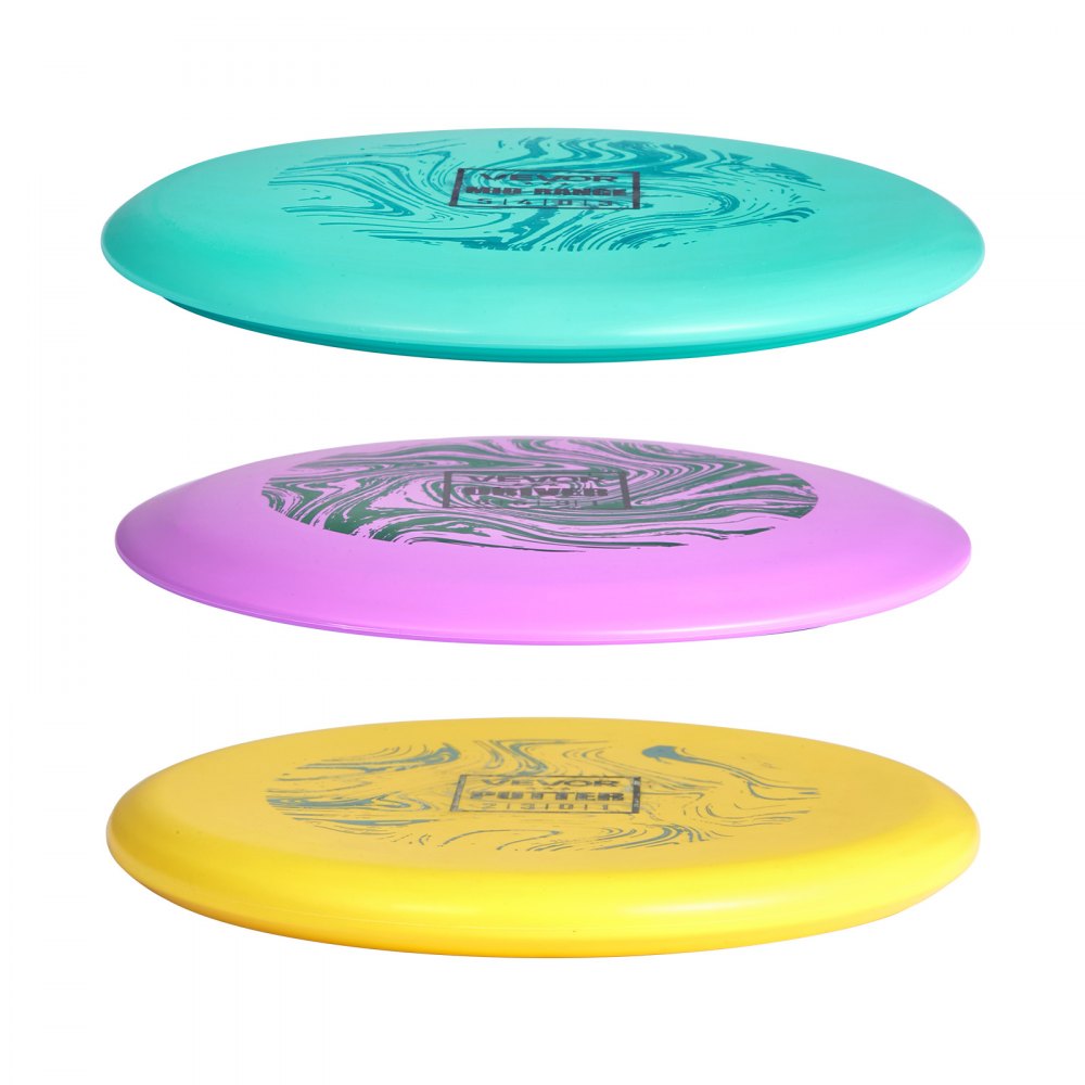 VEVOR Disc Golf Set, 3 Pack Disc Golf Starter Set, Beginners Flying Discs for Full-Body Strength Training, with Putter, Mid-Range, Driver, PDGA Approved, for Outdoor Backyard, Lawn, Beach, and Park