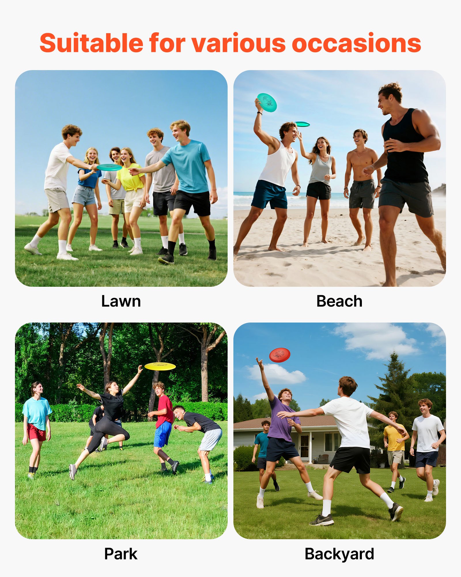 VEVOR Disgolf Set Disc Golf Scheiben (6 + 1 Stk.) für Anfänger, Starter-Set mit Putter, Mid-Range, Driver, inklusive Mini-Marker, tragbarer Rucksack, für Garten Rasen Strand und Park im Freien、