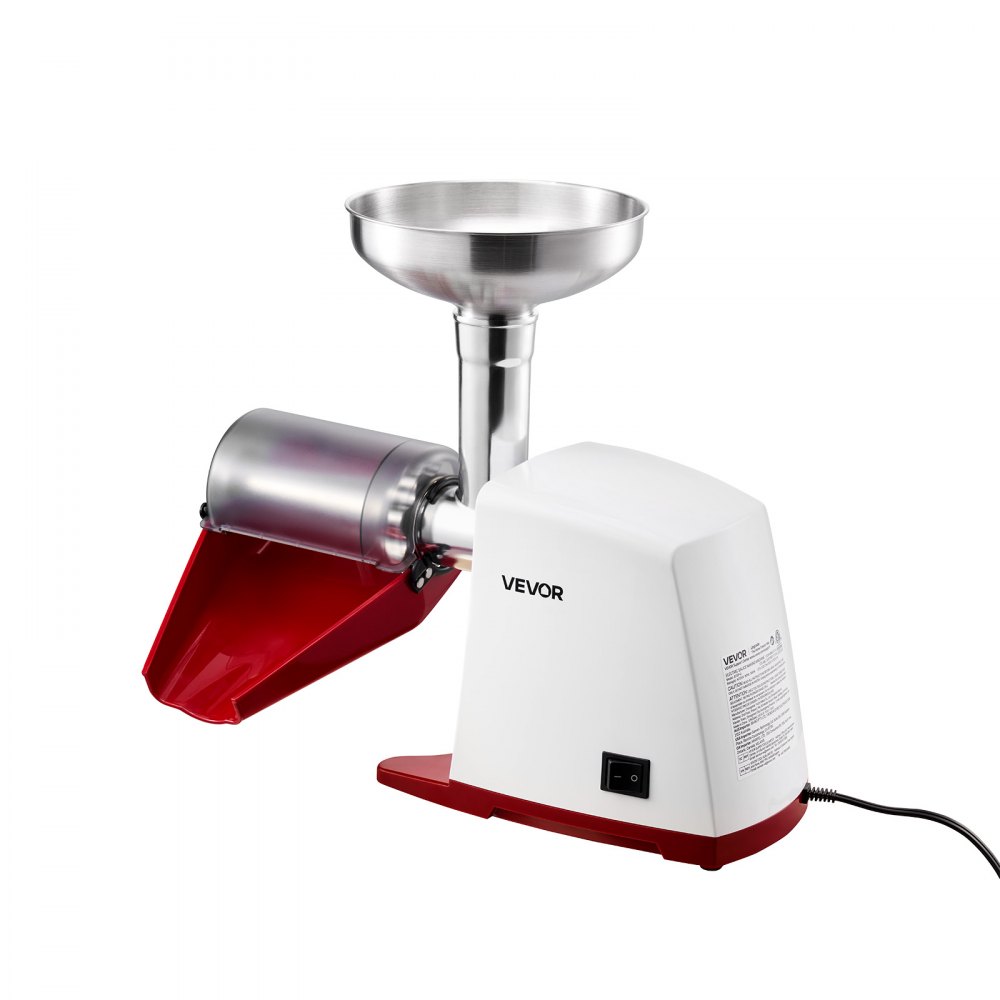 VEVOR Tomatenpresse Elektrisch Max. 800 W aus Edelstahl Passiermaschine für Erdbeermarmelade Kürbispüree Salsa und Saft, 4 Siebe mit 1 / 1,5 / 3 / 6 mm Maschenweite Schutzdeckel Reinigungsbürste Weiß
