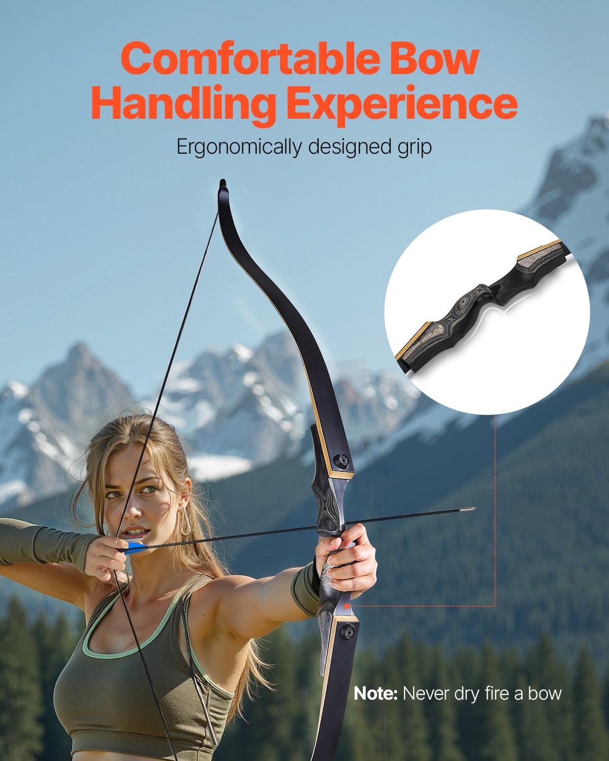 VEVOR Recurvebogen & Pfeile Set (1524 mm), Holz Takedown Bögen, Rechtshänder ergonomisches Recurvebogen-Paket, Langbogen für Outdoor-Zieltraining, Anfänger bis Fortgeschrittene, 13,61 kg