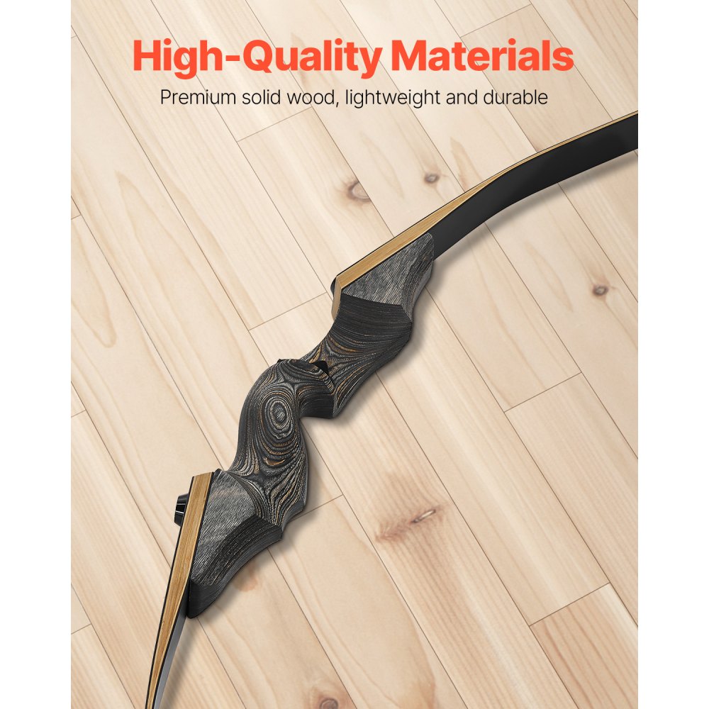 VEVOR Recurvebogen & Pfeile Set (1524 mm) Takedown-Bögen aus Holz, Rechtshänder ergonomisches Recurvebogen-Paket, Langbogen für Zieltraining im Freien, Anfänger bis Fortgeschrittene, 20,41 kg