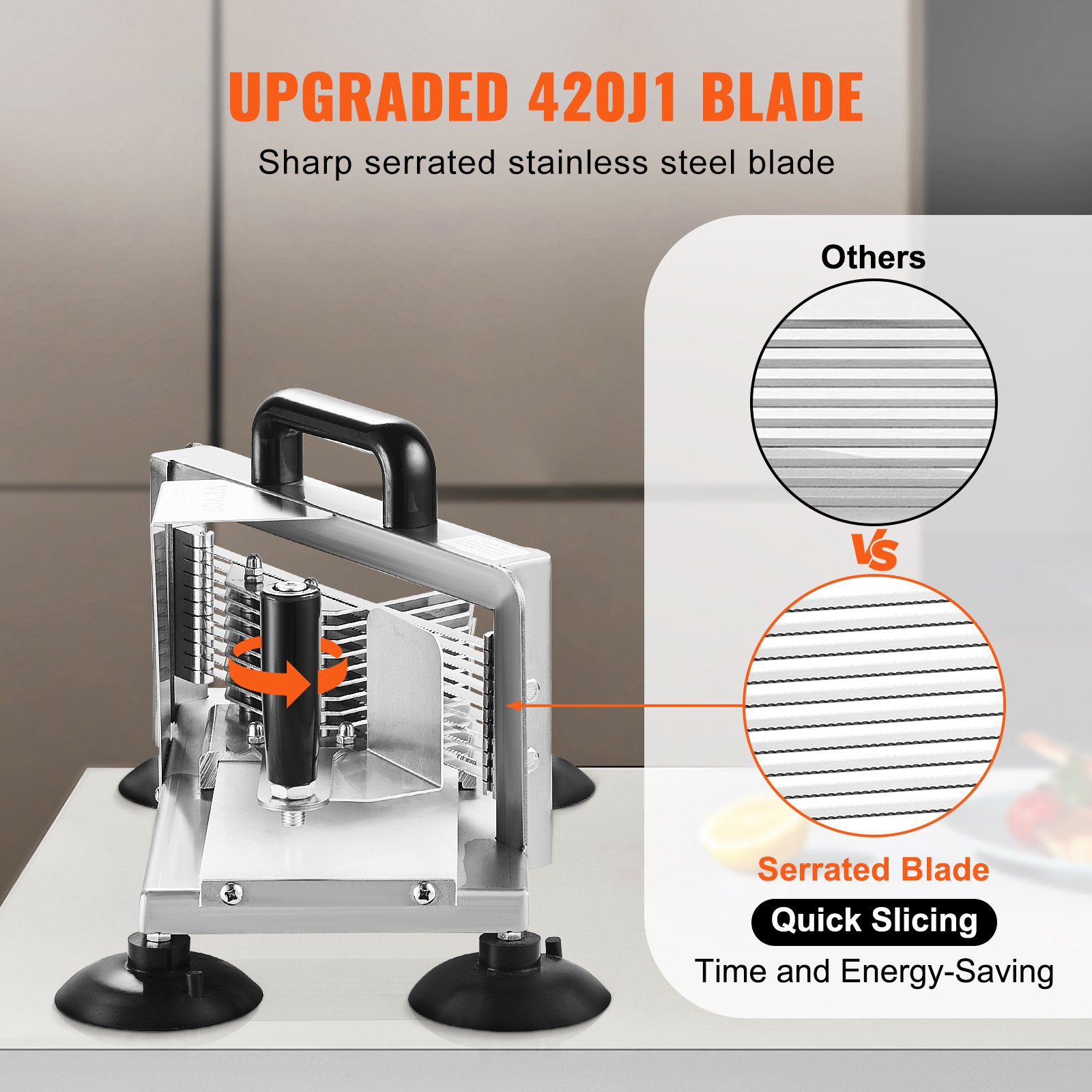 VEVOR Commercial Tomato Slicer, 1/4 Inch Tomato Slicer, Heavy-Duty Stainless Steel Tomato Slicer, Manual Vegetable Slicer, for Slicing Tomatoes, Cucumbers, Bananas